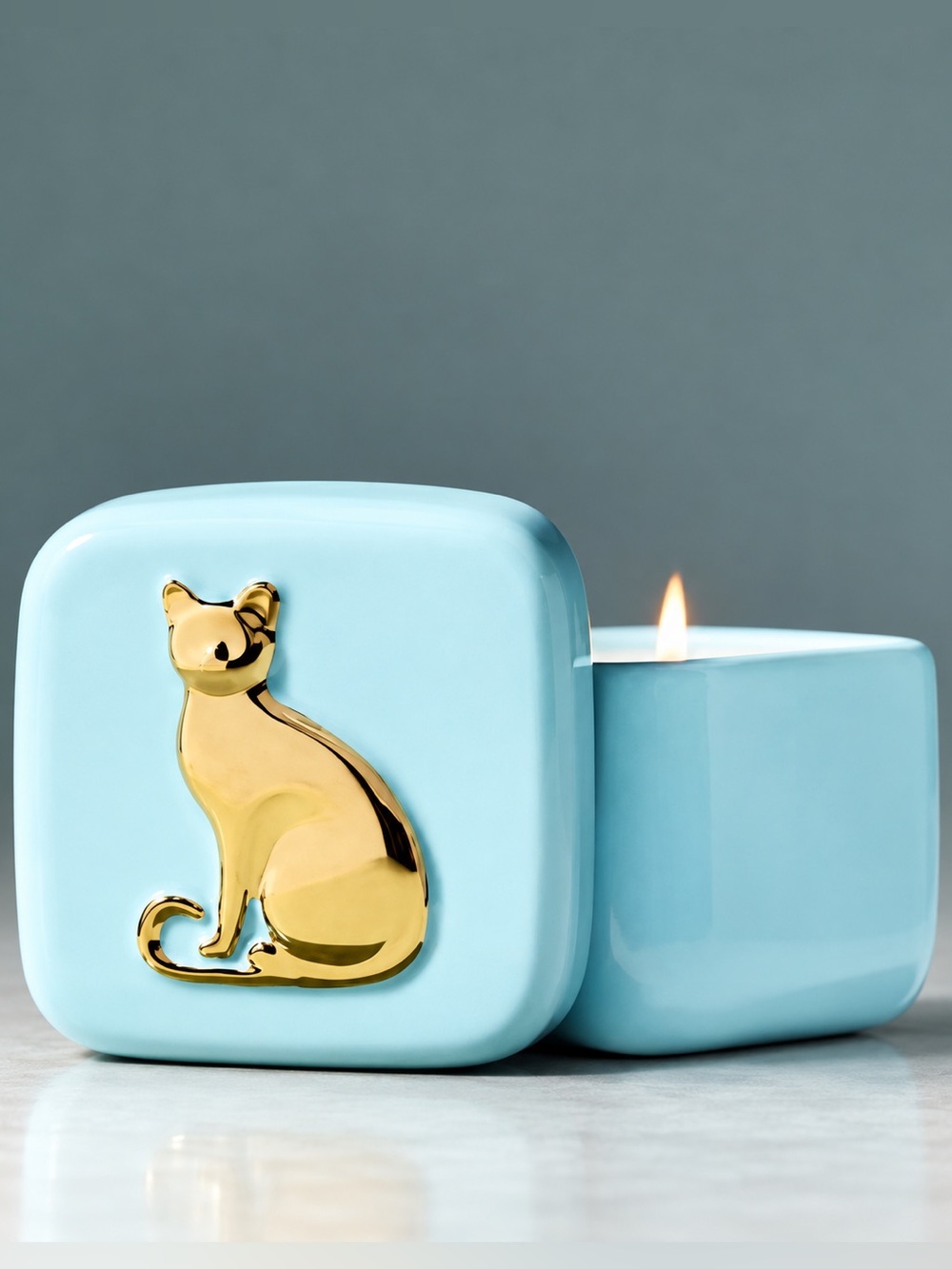 Anthropologie Cat Fruity Harvest Apple & Vanilla Ceramic Candle with Lid